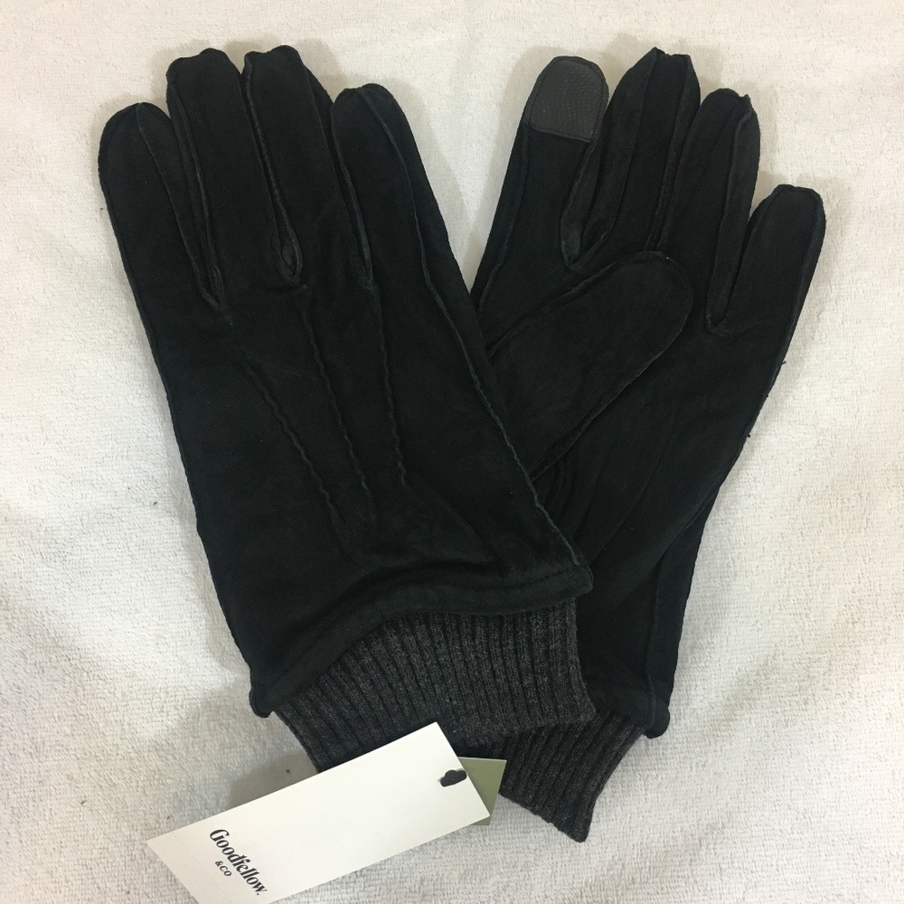 Goodfellow Black Pig Leather and Polyester Gloves